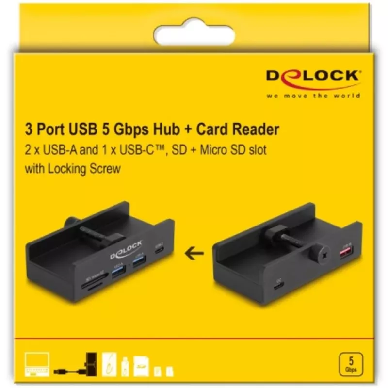DeLOCK 64263 USB Hub Typ-A 5000 Mbit/s Schwarz