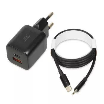Externes Netzteil IBOX ILUC42B 12 V 2 A, 33 W, USB-A + USB-C PD3.0, QuickCharge 3.0, universell