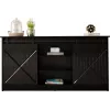 Kommode 160x80x35 GRANERO schwarz/schwarz glänzend