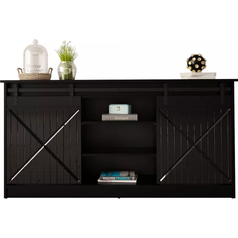 Kommode 160x80x35 GRANERO schwarz/schwarz glänzend