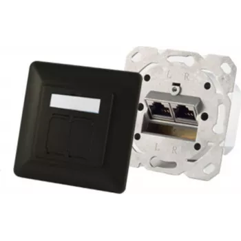 Wandsteckdose 2 x RJ-45 ShiverPeaks S/CONN 74280-S — Cat6a, 500 MHz, Metallgehäuse, schwarz