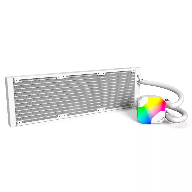 360mm Radiator Montech HyperFlow ARGB 360 White — 360mm Flüssigkeitskühlungsradiator für PC