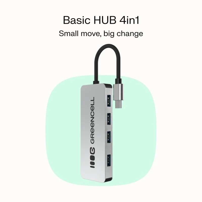USB-Hub Grün Cell HUB-GC-C4A — 4-Port USB-C 3.0 Hub