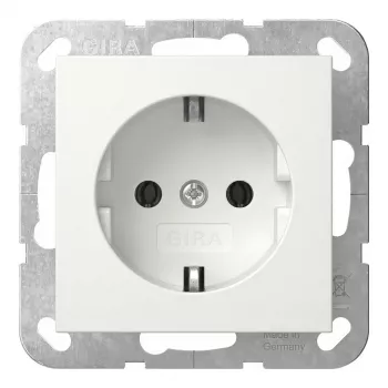 Unterputz-Schuko-Steckdose mit Montageplatte, Gira 444013, reinweiß
