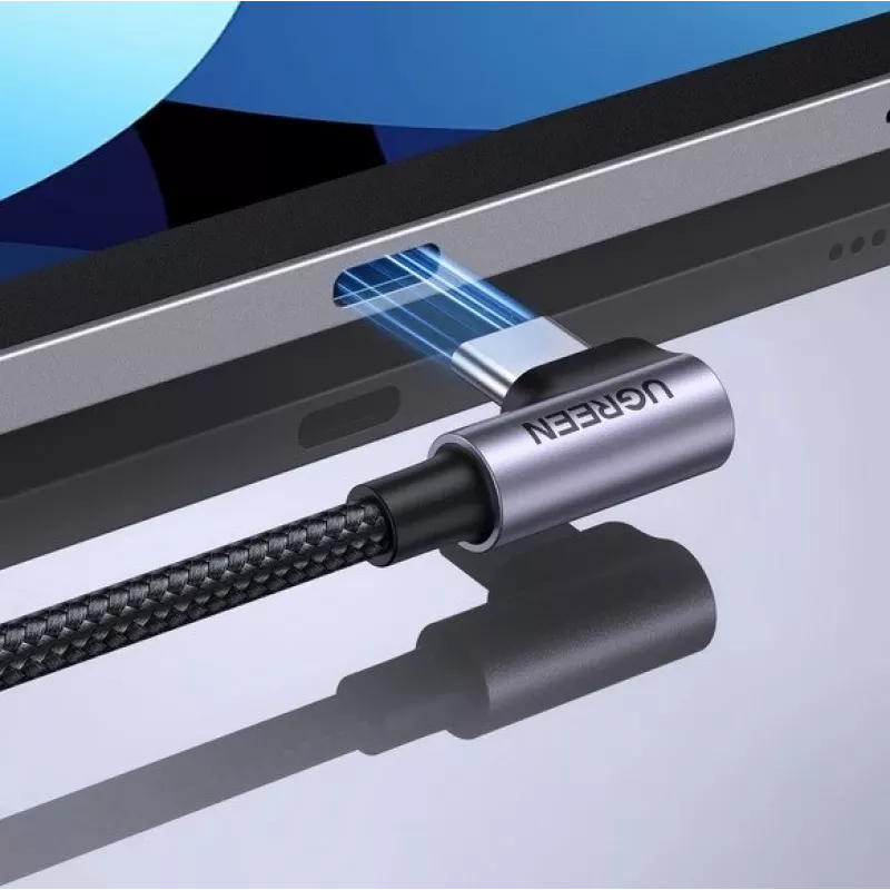 Ugreen USB-C (gerade) / USB-C (gewinkelt) PD QC 60W 3A 0,5 m US255 (grau)