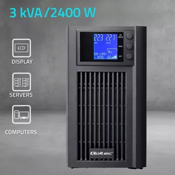 UPS QOLTEC Reiner Sinus 3kVA 2400W mit AVR und LCD-Anzeige