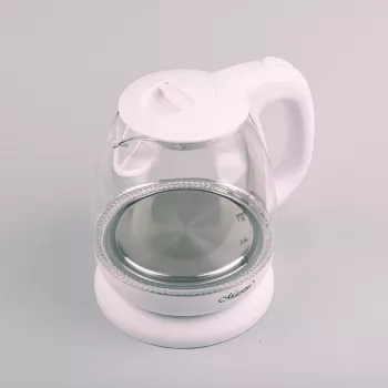 Elektro-Wasserkocher Maestro MR-055 Weiß — 1 L, 1100 W, Glasgehäuse, Hintergrundbeleuchtung, Wasserstandsanzeige