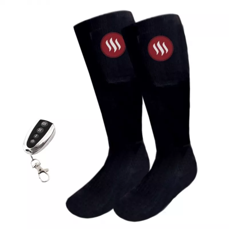 Athletiksocken Glovii GQ2M mit integriertem Heizelement, Größe M, schwarz, atmungsaktiv, Baumwoll-Elastan-Mischung