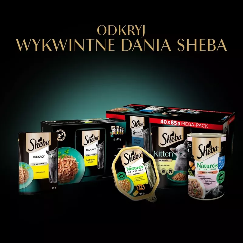 Nassfutter für Katzen Sheba Selection Select Slices Geflügelvarianten, 40 x 85 g Dosen, 7,8 % Protein, 4,8 % Fett