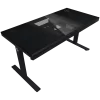 Dual-Motor-Sitz-/Steh-Höhenverstellbarer Gaming-Tisch mit integriertem PC-Gehäuse, kabellosem Ladegerät, RGB-Beleuchtung, Bedienfeld und USB-Anschlüssen, PB-Melamin-Tischplatte, schwarz