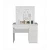 Schminktisch-Set MIJAS, rechtsseitig, top e shop — Tisch 98×76×51 cm, 4 Schubladen, LED-Spiegel, weiß, Höhe 1460 mm
