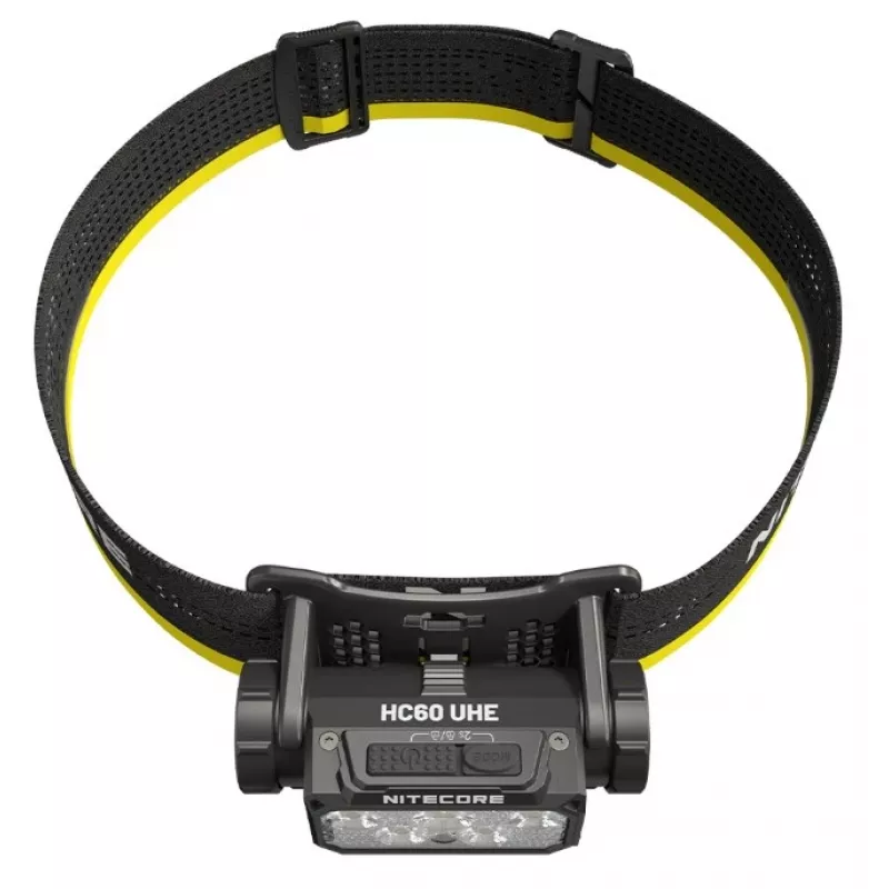 Stirnlampen-Taschenlampe Nitecore HC60 UHE mit 4000 mAh Akku, 6-LED, wasserdicht, stoßfest, schwarz/gelb