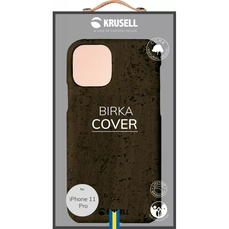 Handyhülle Krusell Birka für Apple iPhone 11 Pro, dunkelbraune Lederoptik-Hülle