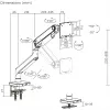 Monitorhalterung DIGITUS Single, Klemme, für bis zu 49 Zoll (124,5 cm), 20 kg, VESA 75x75–100x100, neigbar -20° bis 50°, höhenverstellbar, schwarz