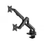 Manhattan Dual Desk Mount für TV & Monitore (Full Motion Gasdruckfeder) mit integriertem Dock, Für Bildschirme bis 27 Zoll, Anschlüsse (x7): Ethernet, HDMI (x2), USB-A (x3) und USB-C, Power Delivery (100 W) zum USB-C-Anschluss (separates USB-C-Netzteil/Kabel erforderlich), VESA: 75x75 und 100x100 mm