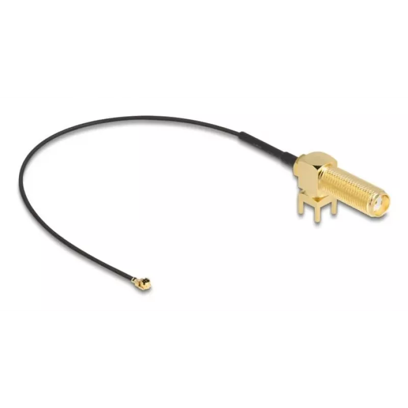 DeLOCK Antennenkabel SMA 90° PCB-Buchse Schottkoaxialkabel 0,15 m I-PEX MHF1 Schwarz Gold