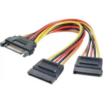 Power Y-Adapter Renkforce 1× SATA-Stromstecker 15‑polig auf 2× SATA-Strombuchsen 15‑polig, 0,15 m, schwarz/rot/gelb