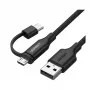 USB-A-auf-Micro-USB- und USB-C-Kabel UGREEN 1 m Schwarz — Dual-Connector-Lade- und Datenkabel