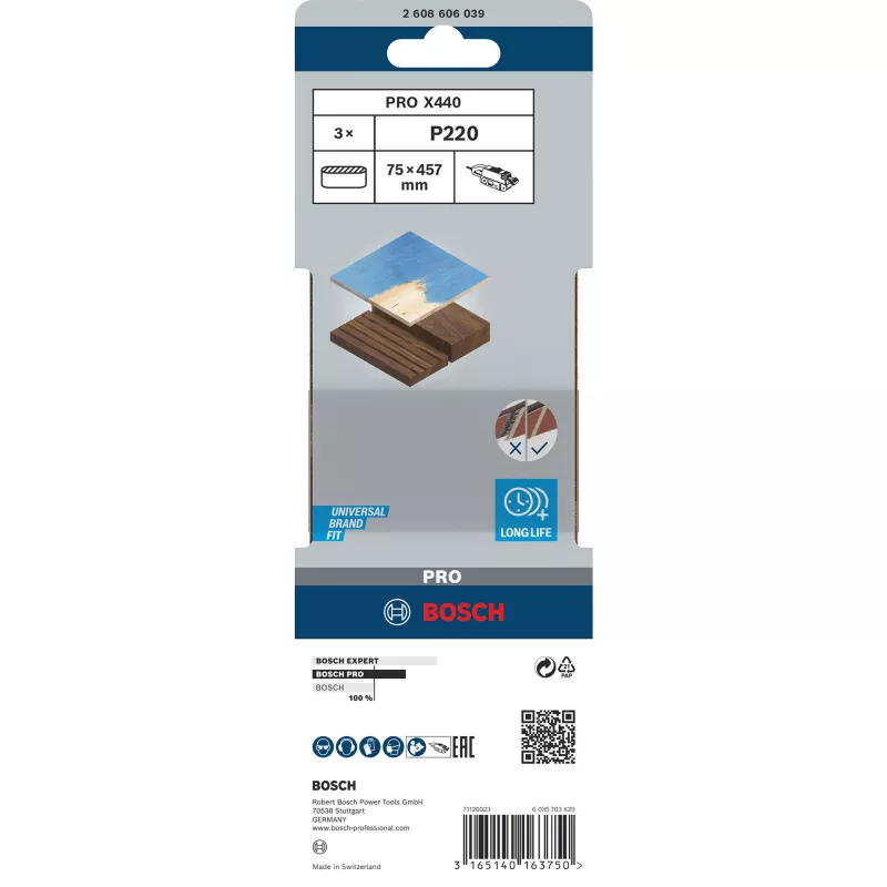 Best for Wood Schleifband für Holz 3 Stück Körnung 220 75 mm x 457 mm