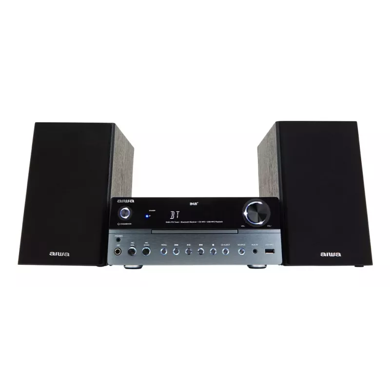 Home-Audio-Mikrosystem Aiwa MSBTU-700DAB — 25 W RMS, DAB+/FM, Bluetooth 10 m, CD-Tray, LED-Anzeige, Schwarz/Arktisblau
