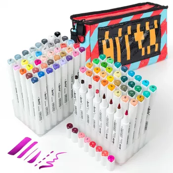 Doppelseitige Marker-Stifte Arrtx Oros — 80 Farben, Dual-Tip-Marker für Zeichnung und Lettering