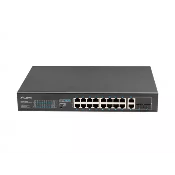 Unmanaged Switch LANBERG RSFE-16P-2C-250 — 18-Port Gigabit, 16x PoE+ (30W), 2x SFP, 250W, 1U, Metall, Rackmontage