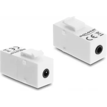 Keystone-Modul DELOCK Stereobuchse 3,5 mm 4‑polig zu Stereobuchse 3,5 mm 4‑polig weiß