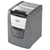 Aktenvernichter REXEL Optimum AutoFeed+ 100X — 100-Blatt automatische Zufuhr, 4 x 28 mm Kreuzschnitt, 34 L Auffangbehälter, Aluminium