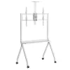 Boden-TV-Ständer MACLEAN MC-114 W für Displays 55 Zoll–100 Zoll, weiß, VESA bis zu 900x600, maximale Belastung 120 kg, Höhe 115–152 cm, Ablage