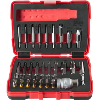 Schraubenausdrehersatz ks tools 150 1/4 Zoll 10 mm 34-teilig für beschädigte und ausgedrehte Schrauben