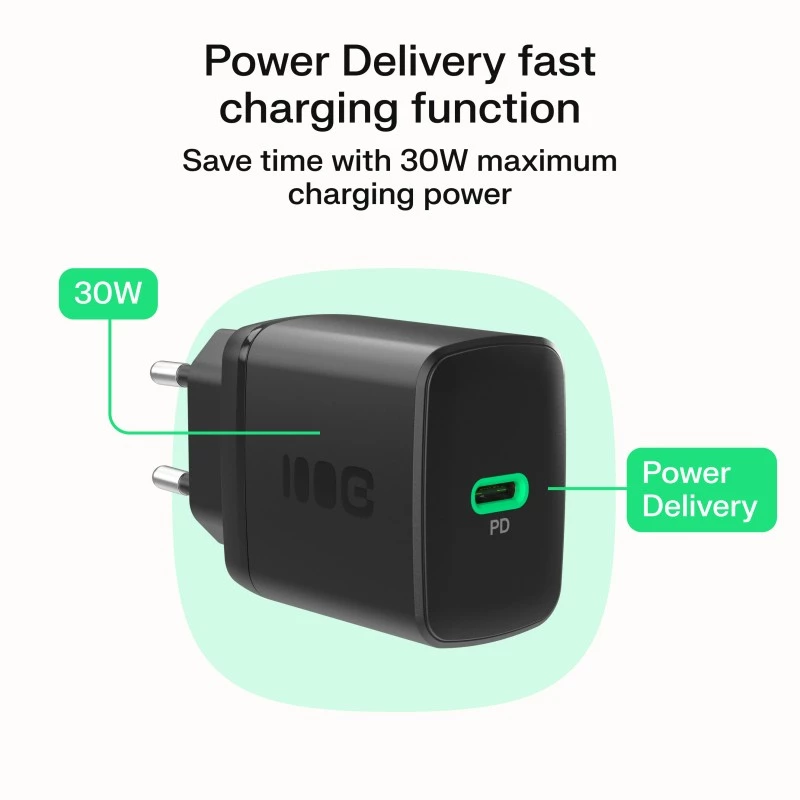 Netzteil Grün Cell PowerSource Solo30 30W Schwarz — USB-C Einzelport-Ladegerät