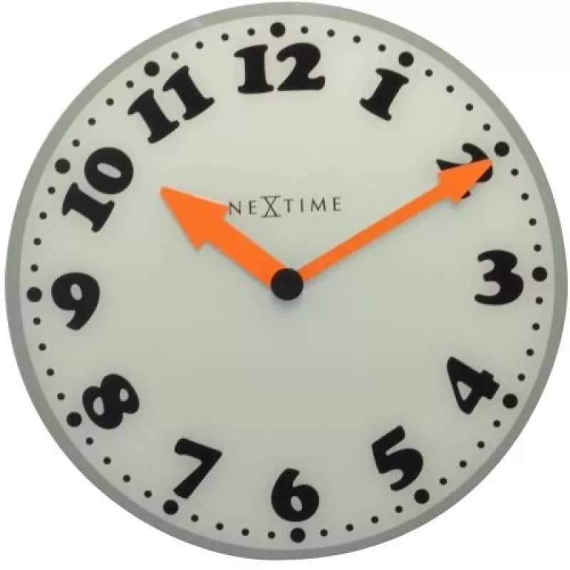 NeXtime Wanduhr 8152 Girl, Ø43 cm, Weiß/Grau/Schwarz/Orange