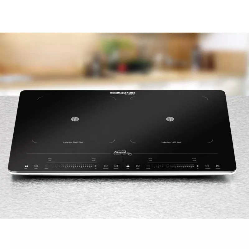 Rommelsbacher CT 3420/IN Induktions-Doppelkochplatte 3400 W, 2 Kochzonen, 56 cm, Schwarz