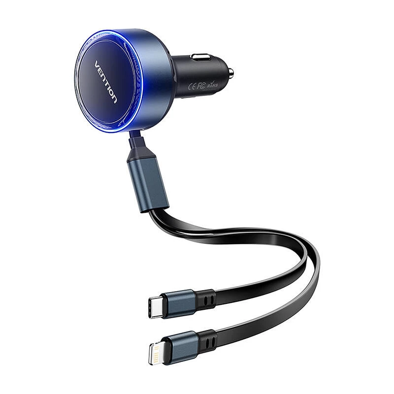 Kfz-Ladegerät Vention FFOB0 30W mit USB‑C-auf‑Lightning-Kabel, 30 W Leistung für iPhone-Ladung