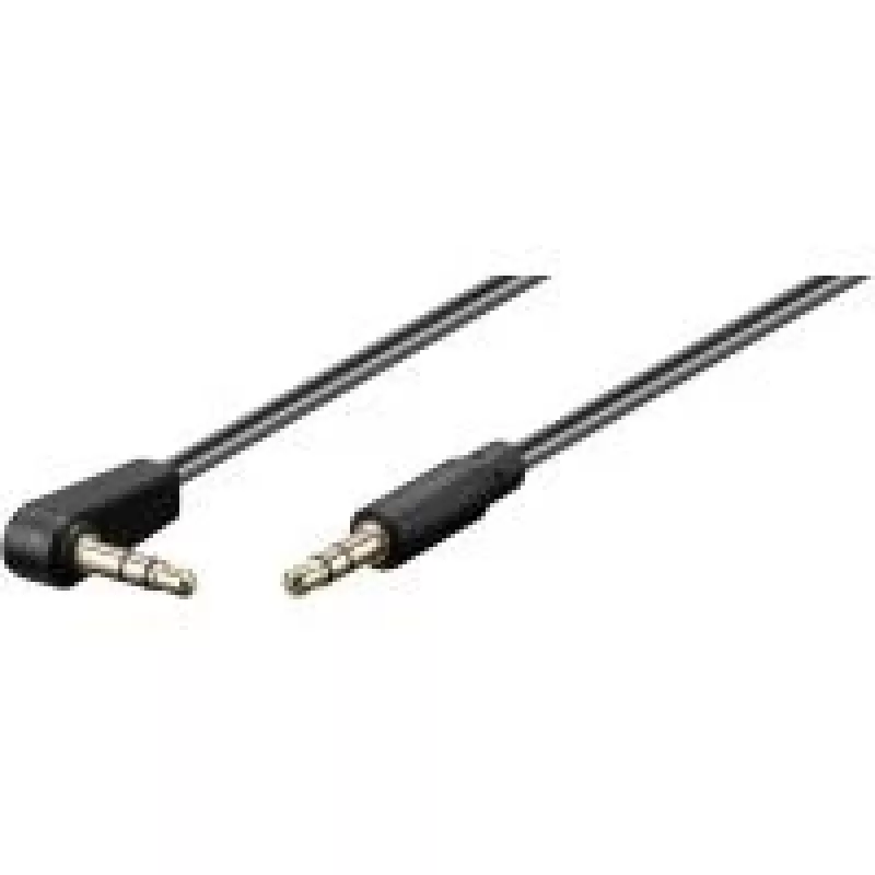 Wentronic Goobay 3,5 mm Klinken-Verbindungskabel, Schwarz, 1,5 m - 3,5 mm Klinkenstecker (3-polig, Stereo) → 3,5 mm Klinkenstecker (3-polig, Stereo) 90° (67784)