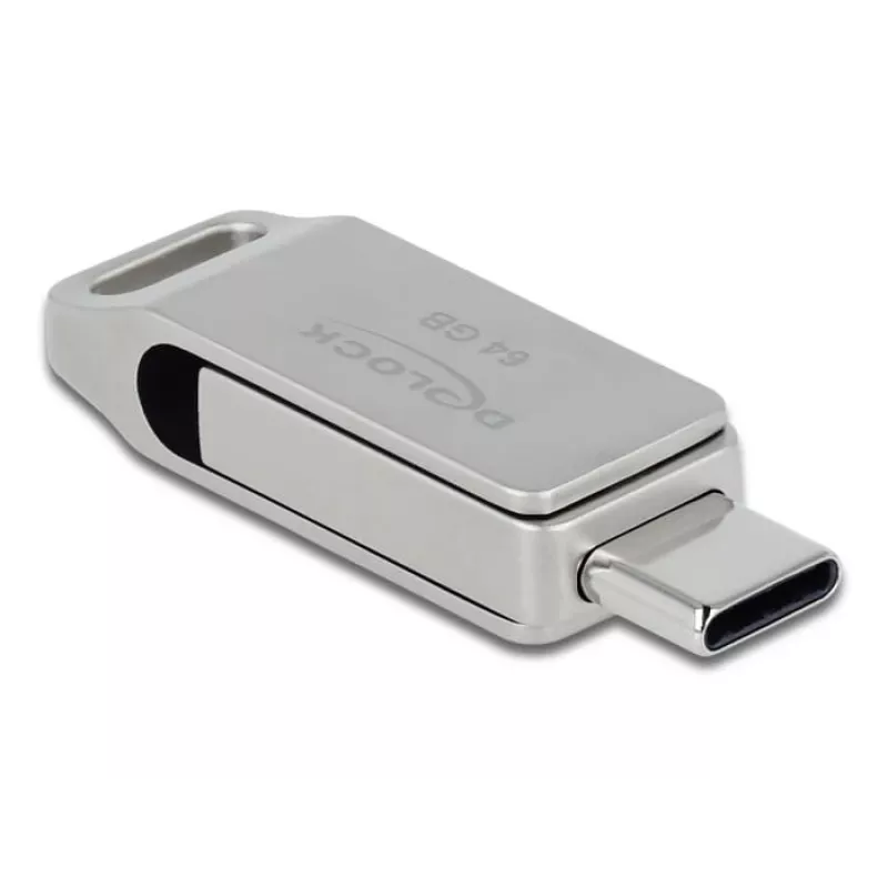 USB-Stick DeLOCK 64 GB USB-C Type-A drehbar Metallgehäuse