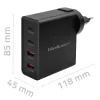 Qoltec GaN POWER PRO Ladegerät | 2xUSB-C | 2xUSB | 130W | 5-20V | 1.5-5A | XP | Schwarz