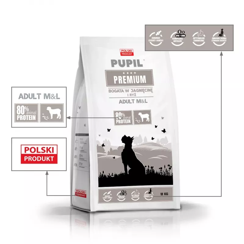 PUPIL Premium Medium and large breeds Rich in lamb and rice - Trockenfutter - 12 kg