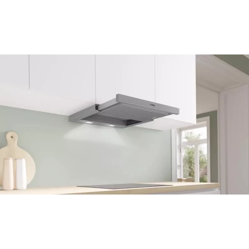 Bosch Serie 2 DFM064W55 Dunstabzugshaube Unterbau (ausziehbar) Metallic, Silber 394 m³/h