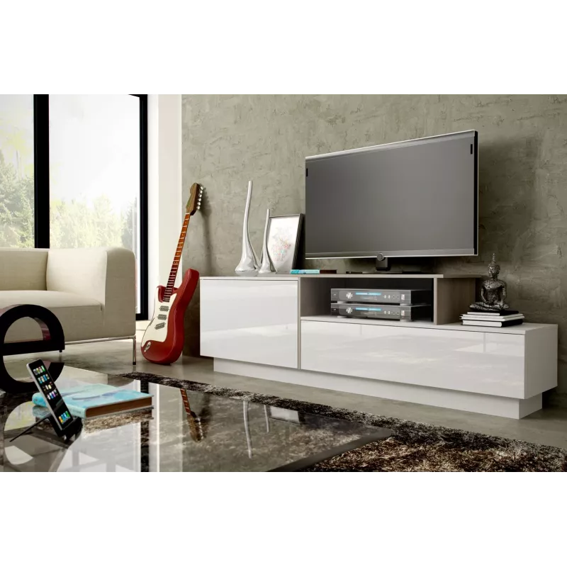 Cama TV-Schrank SIGMA 3 180 weiß/weiß glänzend + Sonoma-Eiche