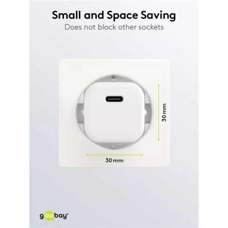 Goobay Universelles schwarzes AC-Schnellladegerät für den Innenbereich 65403 USB Type-C 110-240V