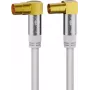 Goobay TV-Antennenkabel (135 dB Typ), 4-fach geschirmt, 10 m, Weiß - vergoldet, Koax-Buchse 90° > Koax-Stecker 90° (70450)