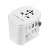 Reiseadapter GEMBIRD TPA-EU2A1C15-01-W – 15W, Typ-E-Stecker, 2× USB-A + 1× USB-C, 100–250V