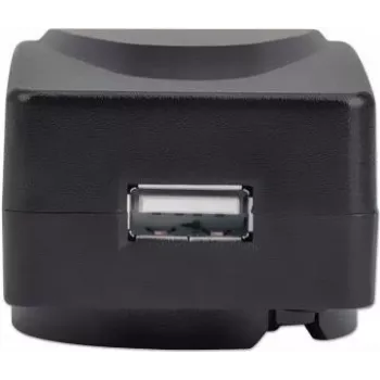 Manhattan Netz-USB-A-Ladegerät für Mobilgeräte mit UK/EU/USA-Adaptern, Smartphone-Ladegerät, austauschbares Netzteil, drei Jahre Garantie, Schwarz