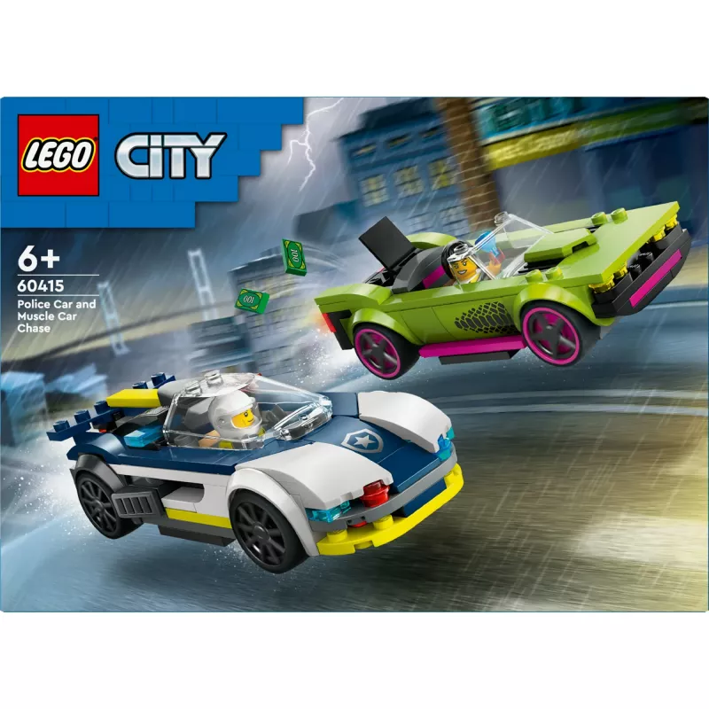 LEGO City Spielset 60415 Polizeiauto und Muscle-Car-Verfolgungsjagd — 213 Teile, 2 Minifiguren, Alter 6+