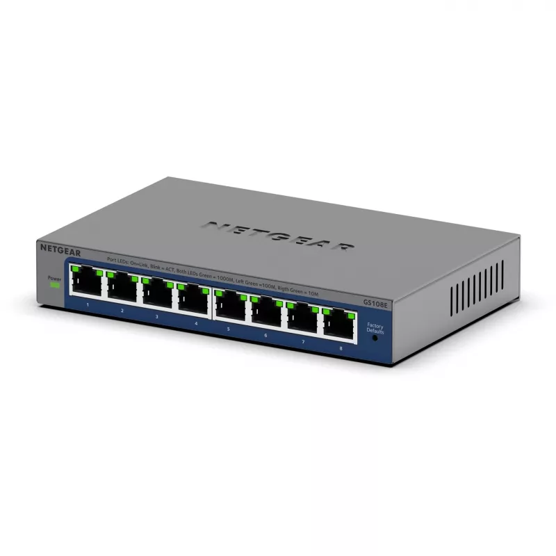 NETGEAR GS108Ev4 Unmanaged L2/L3 Gigabit Ethernet (10/100/1000) Grau