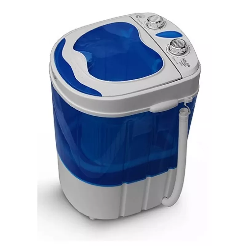 Adler | AD 8051 | Waschmaschine | Energieeffizienzklasse | Toplader | Waschkapazität 3 kg | Unbestimmte U/min | Tiefe 37 cm | Breite 38 cm | Weiß/Blau