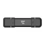 USB-Stick Silicon Power DS72 1 TB, USB 3.2 Gen 2 Type-A / Type-C, Aluminium-Gummi-Gehäuse, schwarz