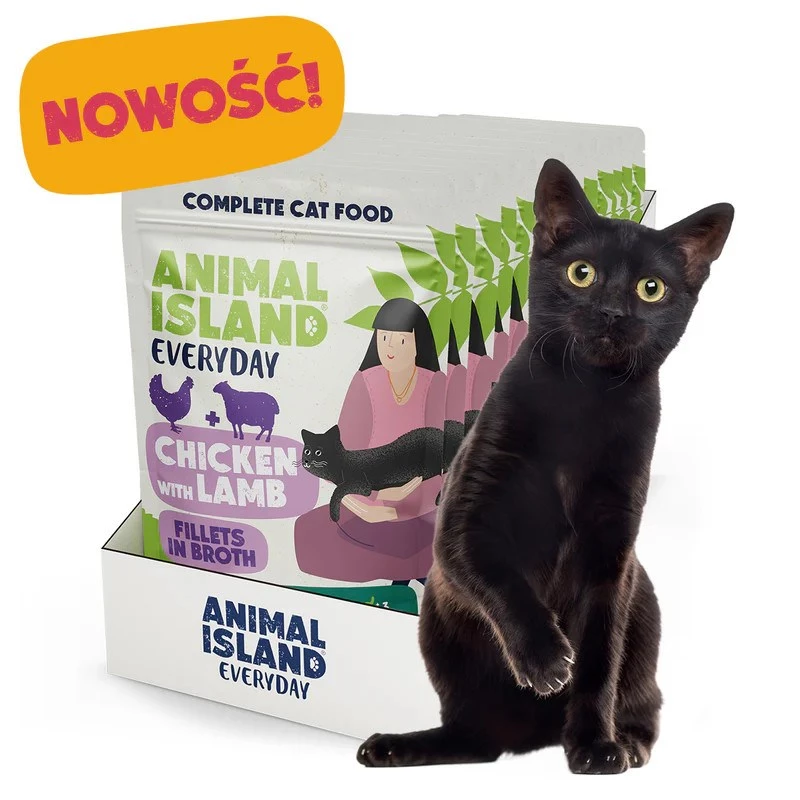 ANIMAL ISLAND Huhn mit Lammfilets in Brühe - Nassfutter für Katzen - 12x85g