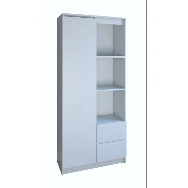 Bücherregal fürs Büro Top e Shop RS-80 BILY BIEL, weiße Spanplatte, 7 Regalböden, 800×350×1800 mm